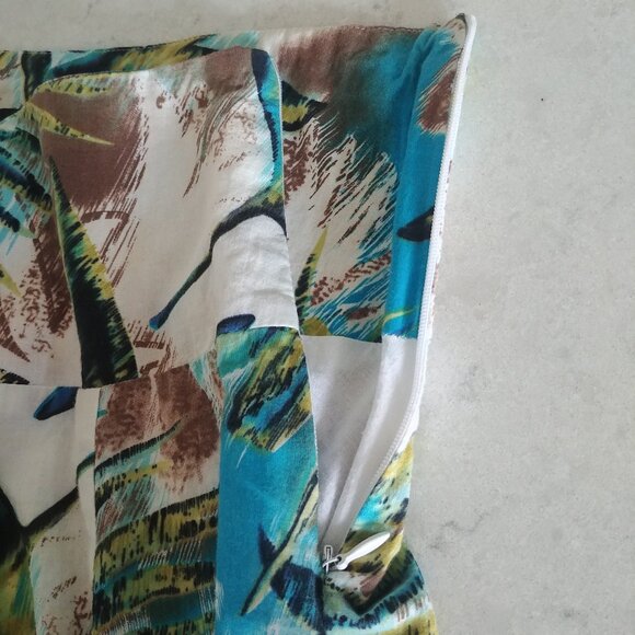 Rachel Adams 100% cotton midi skirt full pleated lined blue green pattern 8 - Picture 11 of 12